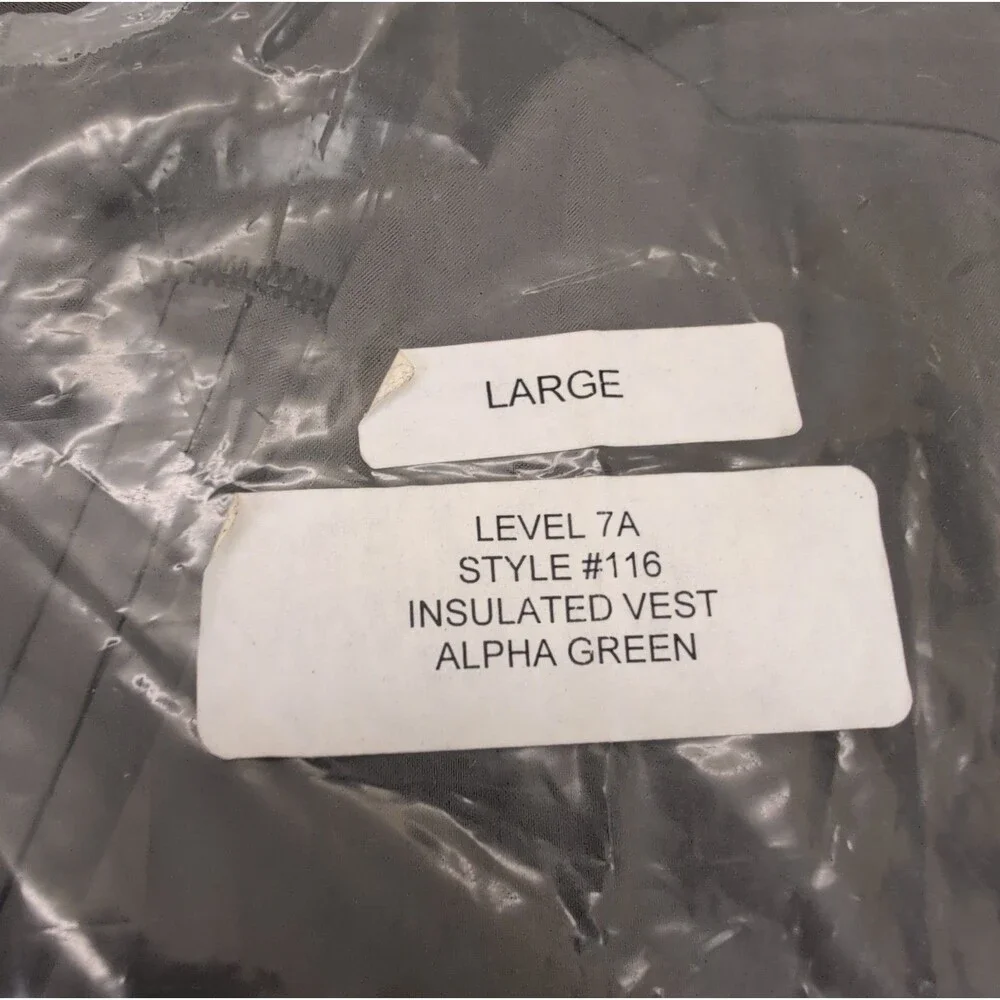 Sekri PCU Level 7-A Insulated Vest Size Large Alpha Green Brand New Style 116
